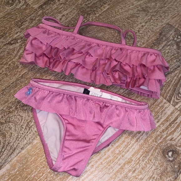 Ralph Lauren girls ruffle swimsuit pink bikini 5